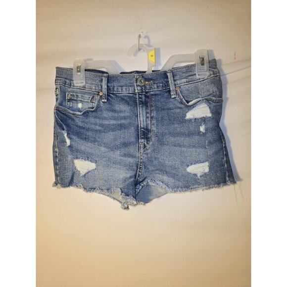 Levis Denizen High Rise Cheeky Shorts Denim Jean Short Stretch Size 7 Juniors - Picture 1 of 2